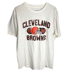 Fanatics Cleveland Browns Mens White Slub Graphic T-Shirt Large 1946 Helmet Logo
